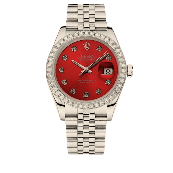 ROLEX LADY DATEJUST DEMI RED DIAL AND SILVER 31MM 278383RBR 0020