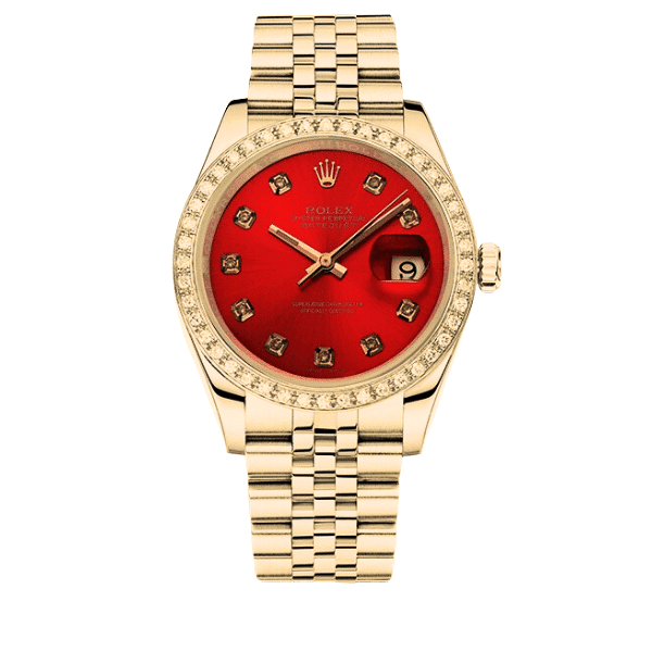 ROLEX LADY DATEJUST DEMI RED DIAL AND GOLD 31MM 278383RBR 0020
