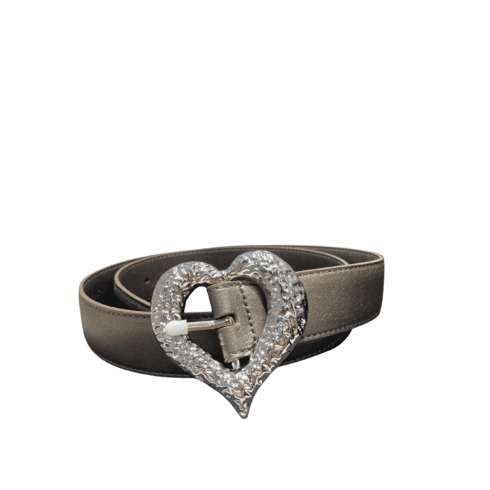 SAINT LAURENT HEART THIN BELT IN SILVER AND BLACK 640578DSF0J1000