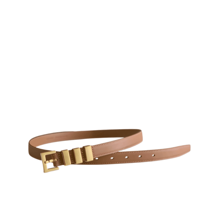 SAINT LAURENT PASSANTS BROWN AND GOLD BELT 3146292551
