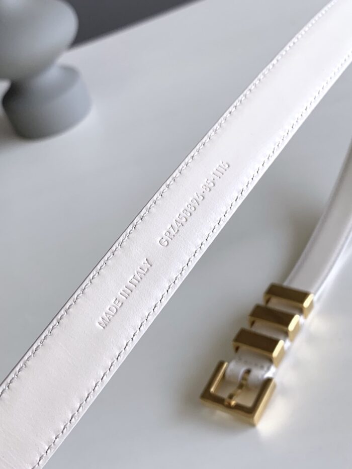 Alternative view of SAINT LAURENT BLACK 3 PASSANTS BELT WHITE AND GOLD 3146292551