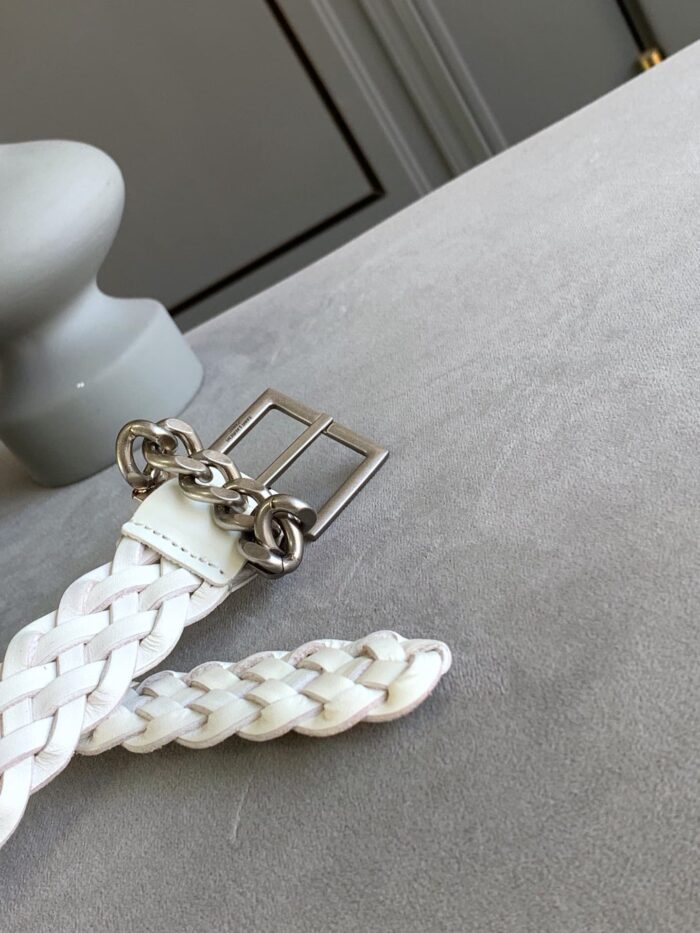 Alternative view of SAINT LAURENT GENUINE LEATHER UNIVERSAL WHITE AND SILVER BELT