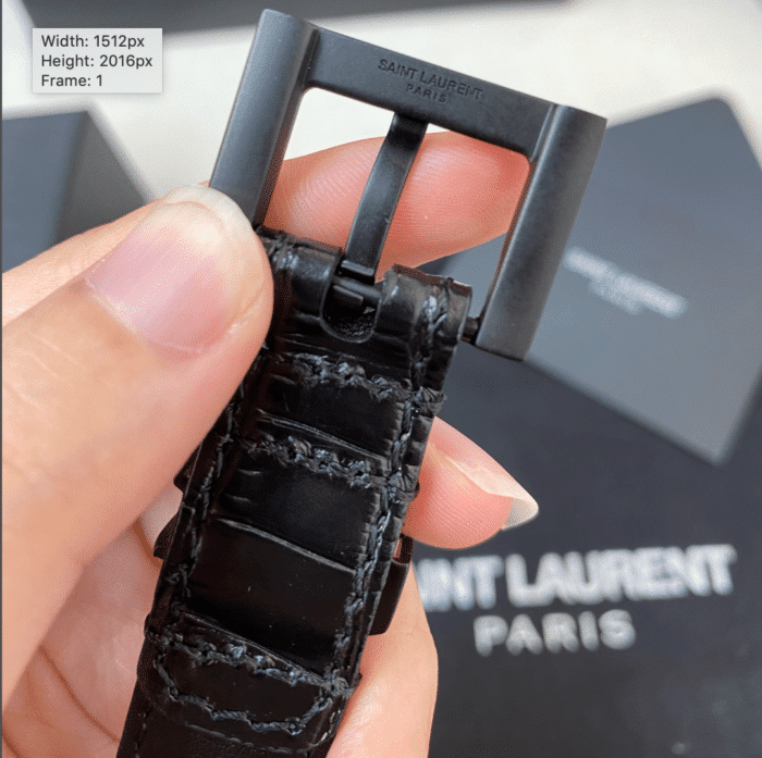 Alternative view of SAINT LAURENT CROC EMBOSSED LEATHER BELT BLACK 26267332