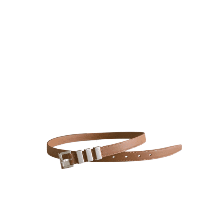 SAINT LAURENT BLACK 3 PASSANTS BELT BROWN AND SILVER 3146292551