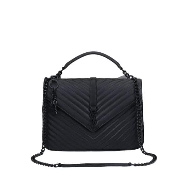 SAINT LAURENT COLLEGE LARGE CHAIN BAG BLACK TONE HARDWARE 32CM