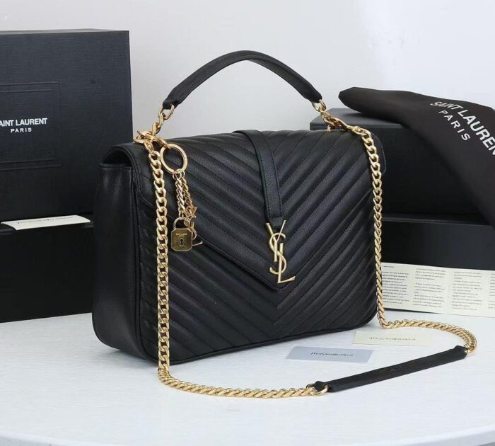 Alternative view of SAINT LAURENT MEDIUM COLLEGE SHOULDER BAG BLACK 24CM 600278BRM071000
