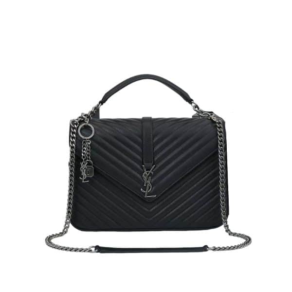 SAINT LAURENT COLLEGE LARGE CHAIN BAG BLACK 32CM 600278BRM041000