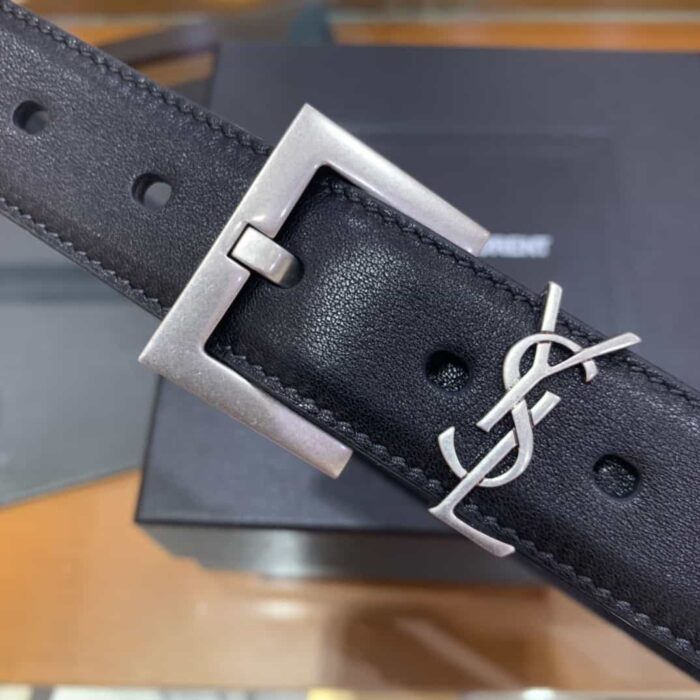 Alternative view of SAINT LAURENT CASSANDRE BELT WITH SQUARE BUCKLE IN SMOOTH LEATHER 634437BOO0E1000