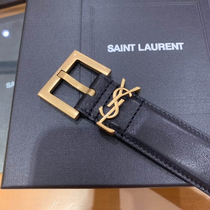 Alternative view of SAINT LAURENT CASSANDRE BELT WITH SQUARE BUCKLE IN SMOOTH LEATHER 634437BOO0W1000