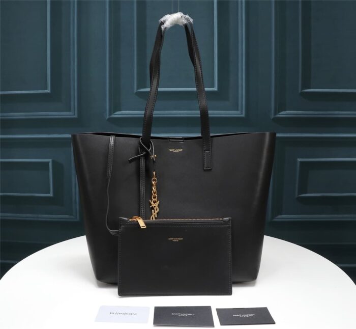 Alternative view of SAINT LAURENT SHOPPING IN LEATHER TOTE BAG BLACK 33CM 600281CSV0J1000