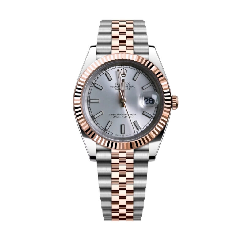 ROLEX OYSTER PERPETUAL DATEJUST WHITE DIAL WITH SILVER AND EVEROSE GOLD STRAP 36MM 126231 0017