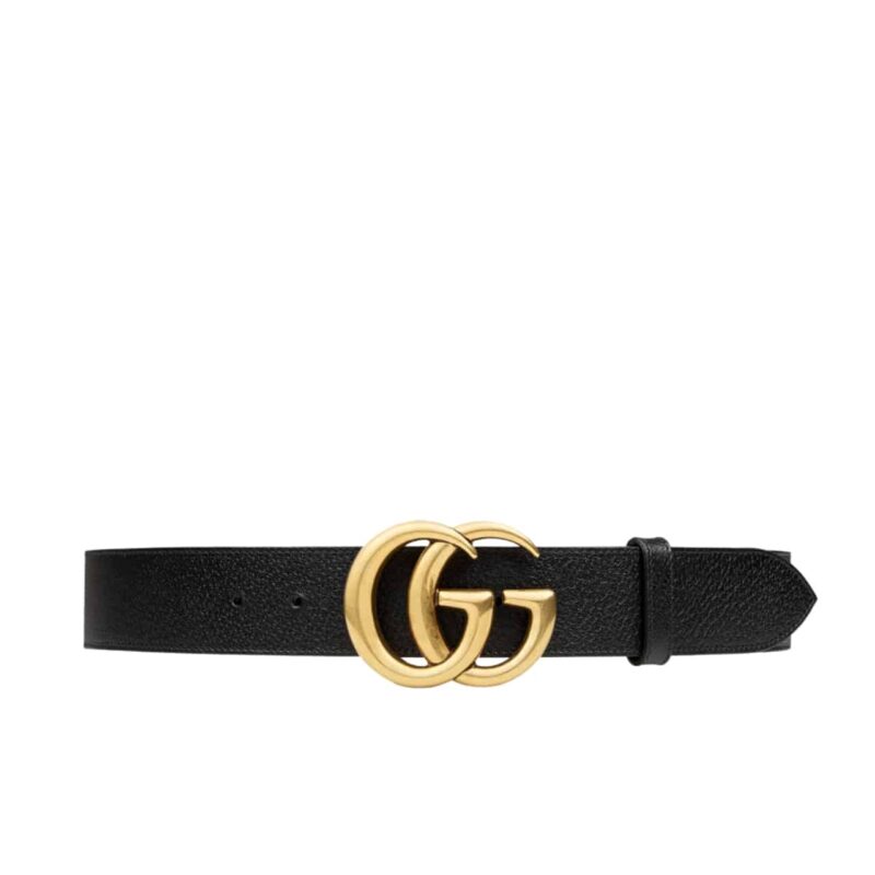 GUCCI GG MARMONT WIDE BELT BLACK GOLD LOGO 4CM 406831 DJ20T 1000