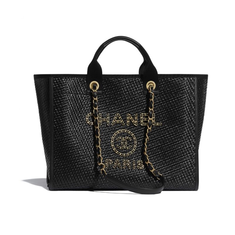 CHANEL DEAUVILLE LARGE SHOPPING BAG BLACK 39CM