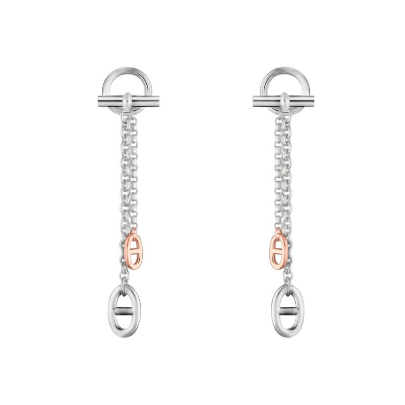 HERMES NEW FARANDOLE EARRINGS SILVER H119540B 00