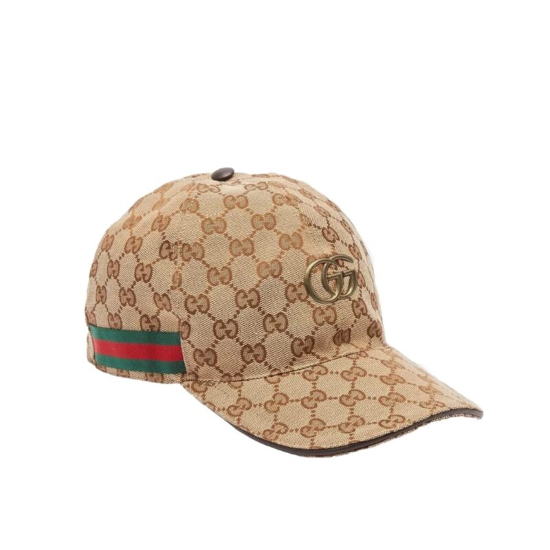 GUCCI GG CANVAS WITH WEB BASEBALL CAP BROWN