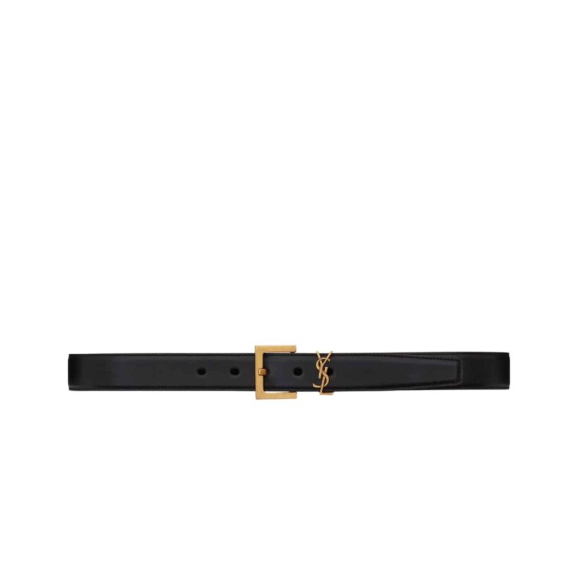 SAINT LAURENT CASSANDRE BELT WITH SQUARE BUCKLE IN SMOOTH LEATHER 634437BOO0W1000