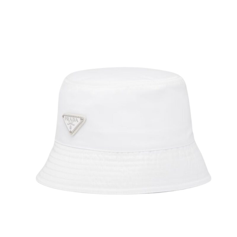 PRADA RENYLON BUCKET HAT SLIVER WHITE 1HC137 2DMI F0009