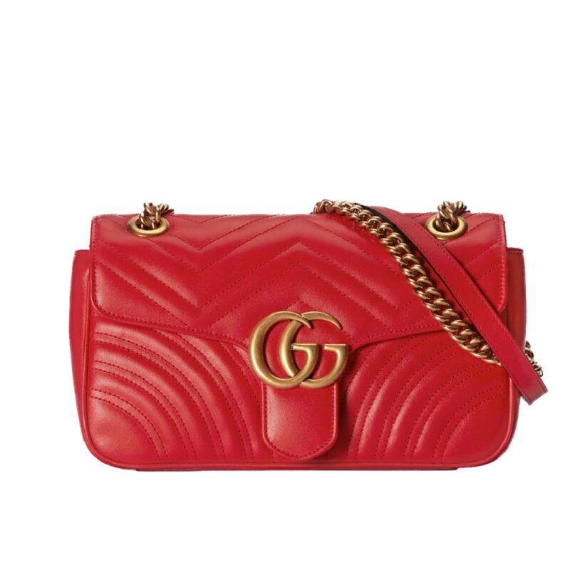 GUCCI GG MARMONT MEDIUM SHOULDER BAG RED 26CM 443496 AABZC 6832