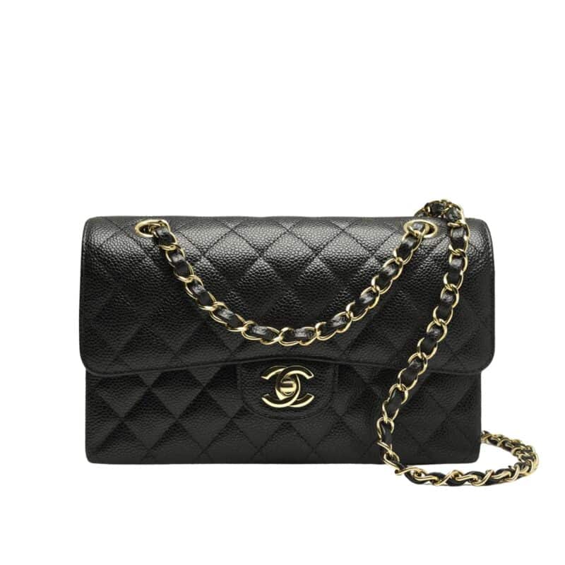 CHANEL MEDIUM CLASSIC HANDBAG GRAINED AND GOLD TONE METAL BLACK 26CM A01113 Y01864 C3906