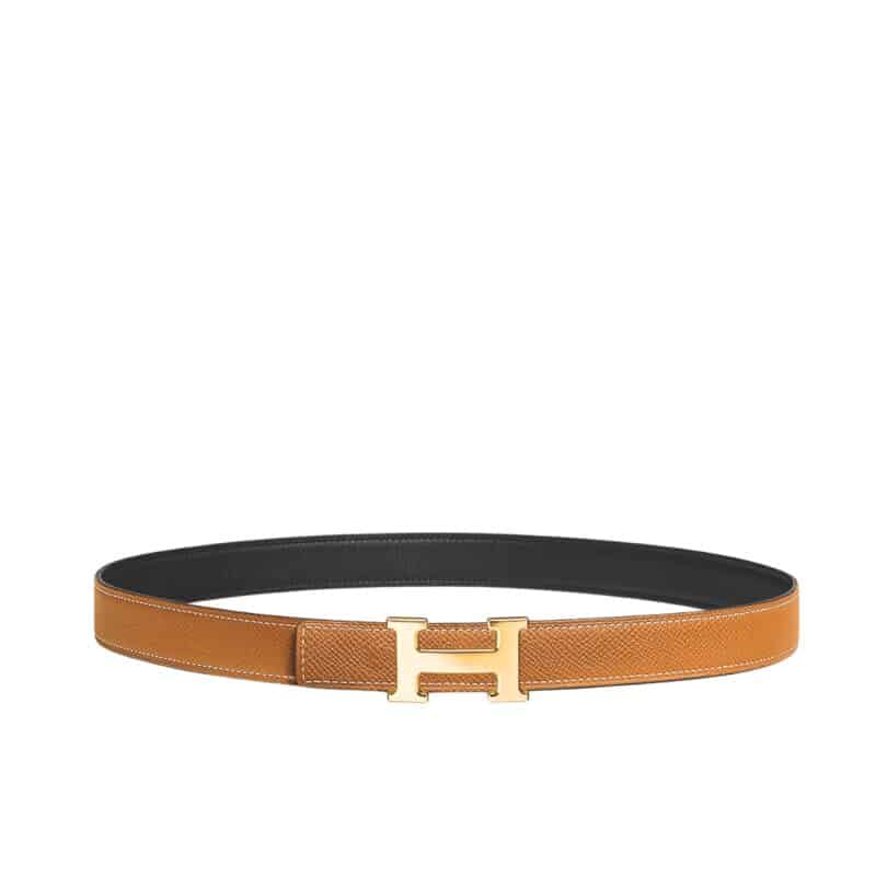 HERMES MINI H BELT BUCKET AND REVERSIBLE LEATHER STRAP BLACK BROWN 24MM H079645CC06