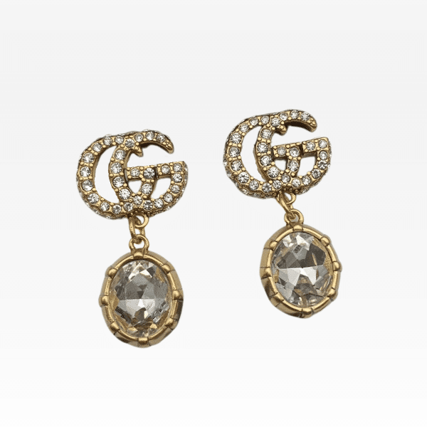 GUCCI GG CRYSTAL DROP EARRINGS