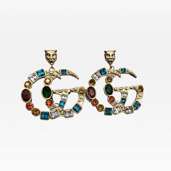 GUCCI GG CRYSTAL IN GOLD EARRINGS