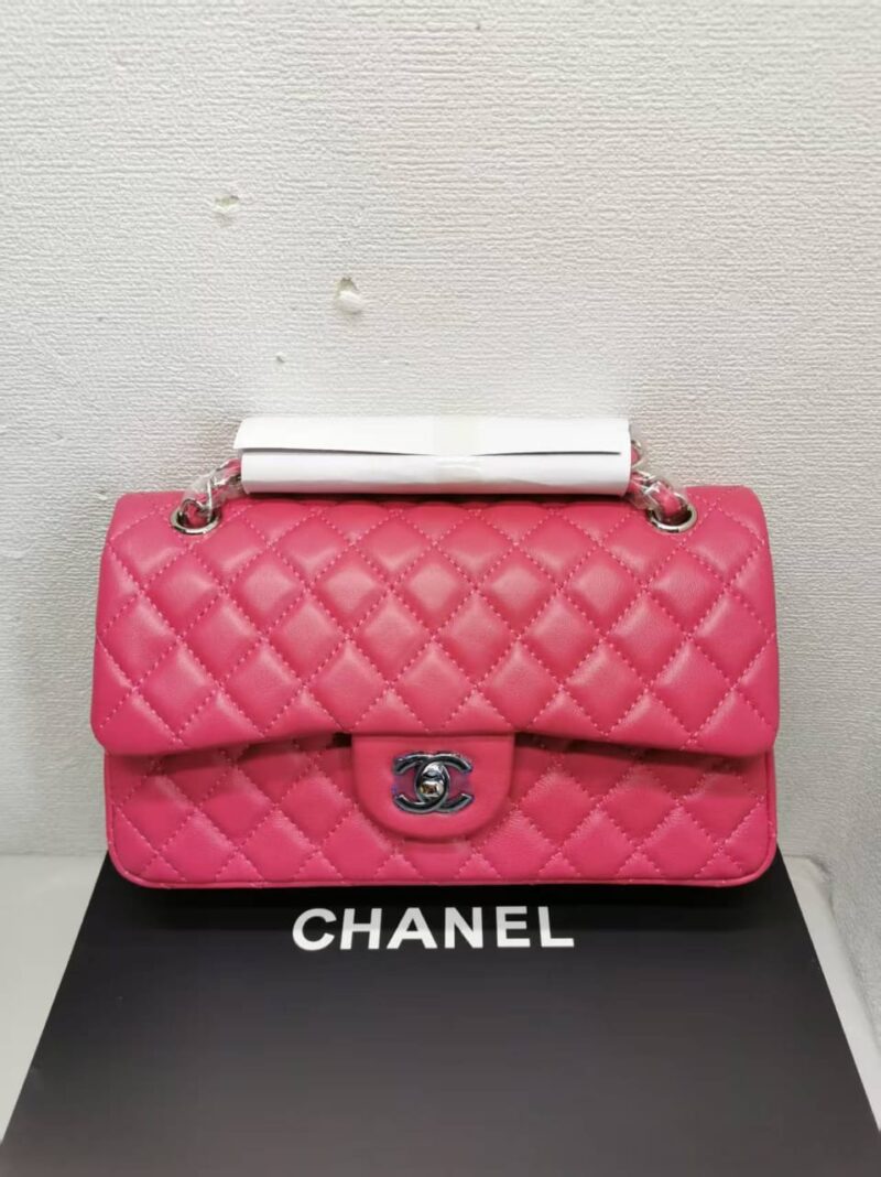 Alternative view of CHANEL CLASSIC MEDIUM FLAP BAG WITH SILVER HARDWARE DARK PINK 25CM
