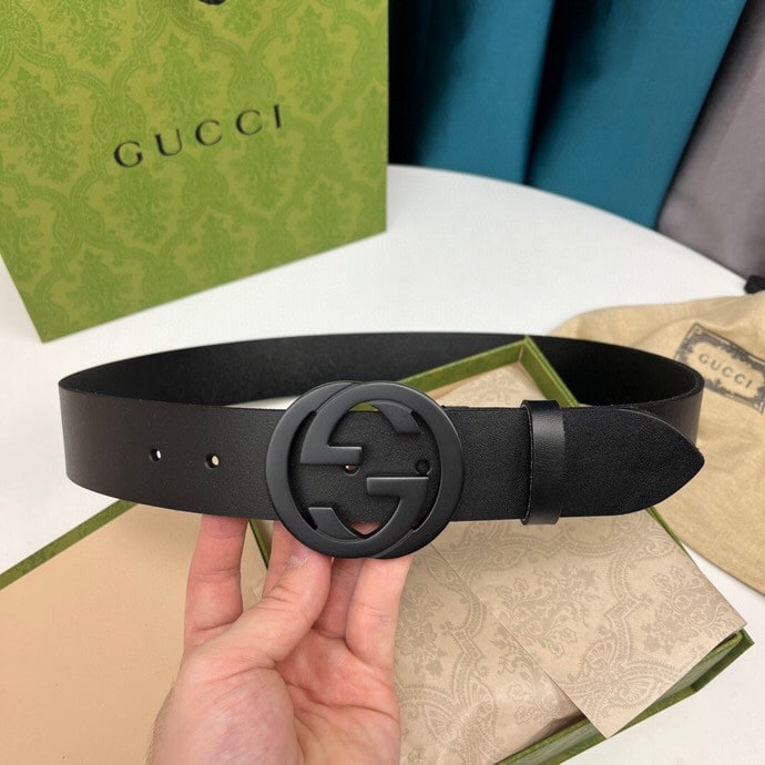 GUCCI SELLERIA LEATHER BELT BLACK 4CM 368186 BGH0V 1000 - Image 7