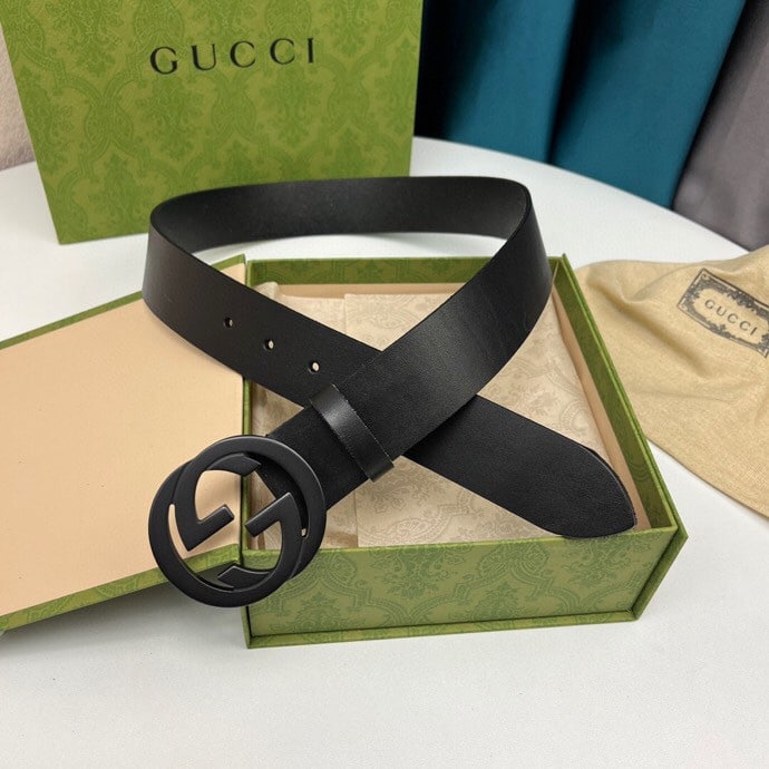 GUCCI SELLERIA LEATHER BELT BLACK 4CM 368186 BGH0V 1000 - Image 4