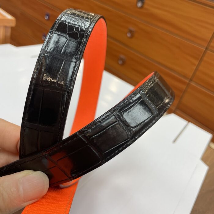 Alternative view of SALVATORE FERRAGAMO GANCINI LEATHER BELT WITH SILVER METAL PEARLS BUCKLE 2.5CM