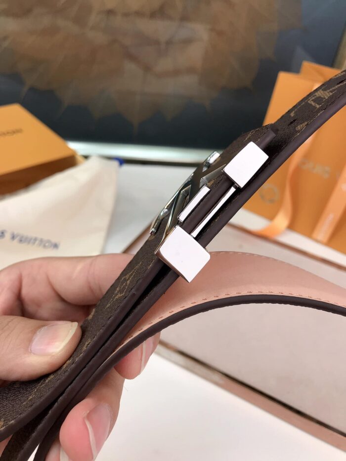 Alternative view of LOUIS VUITTON INITIALES REVERSIBLE MONOGRAM ECLIPSE CANVAS BELT SILVER METAL 4CM