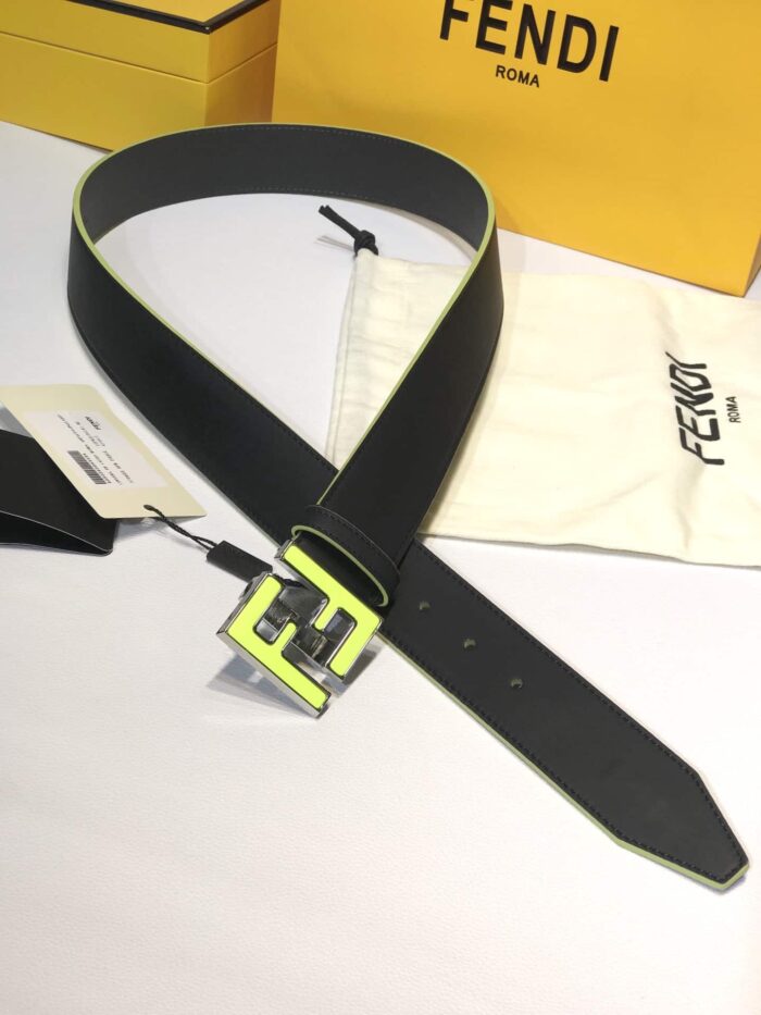 Alternative view of FENDI FF LEATHER BETL NEON GREEN 40MM