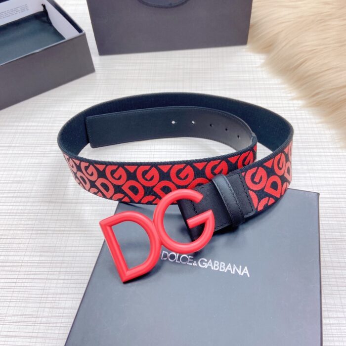 Alternative view of DOLCE & GABBANA LEATHER BELT WITH DG LOGO RED 4CM