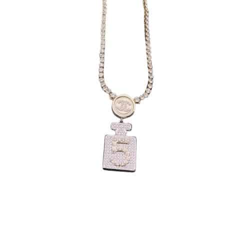 CHANEL RESIN CRYSTAL CC NO 5 PERFUME BOTTLE NECKLACE