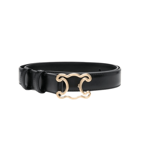 CELINE SMALL TRIOMPHE BLACK BELT IN NATUTAL CALFSKIN GOLD METAL 2.5CM