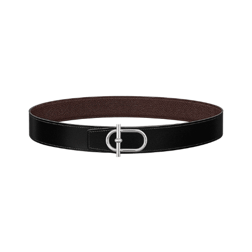 HERMES REVERSIBLE LEATHER BELT DARK BROWN 38MM