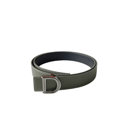 DIOR LEATHER BELT WITH D LOGO KHAKI 35MM
