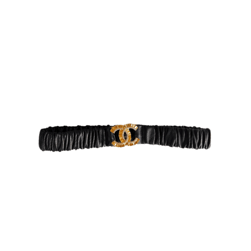 CHANEL WOMEN'S BELT WITH ELASTIC COWHIDE ENCRUSTED GOLD 30MM