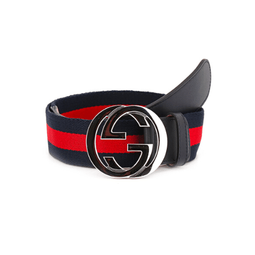 GUCCI WEB BELT WITH G BUCKLE NAVY 4CM 411924 H917N 8497