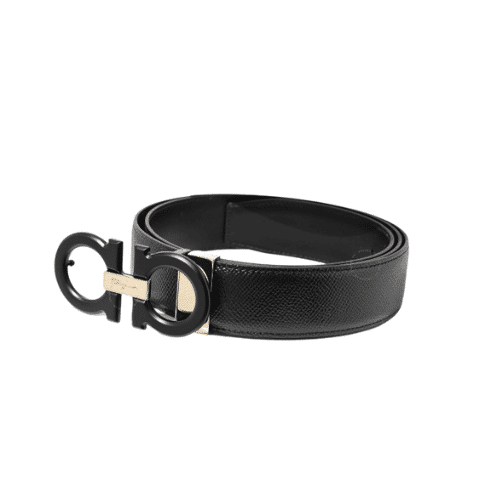 SALVATORE FERRAGAMO REVERSIBLE AND GANCINI BELT BLACK 3.5CM