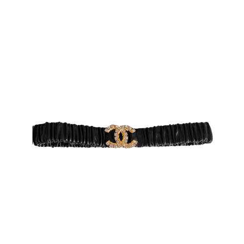 CHANEL WOMEN'S CC GOLD BELT WITH PEARLS 30MM