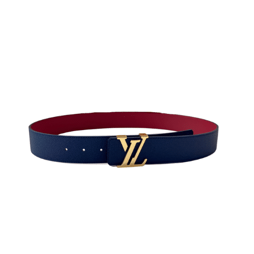 LOUIS VUITTON INITIALES BELT IN BLUE GOLD METAL4CM