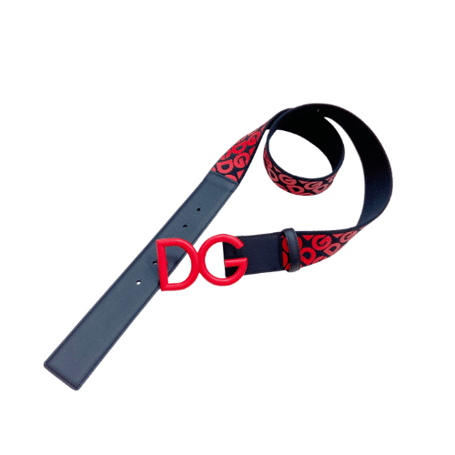 DOLCE & GABBANA LEATHER BELT WITH DG LOGO RED 4CM