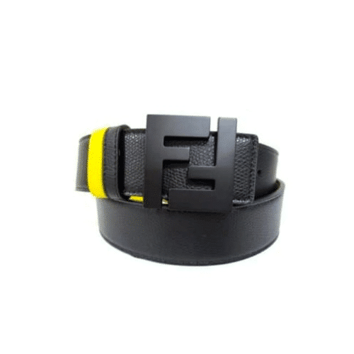 FENDI REVERSIBLE BLACK LEATHER BELT YELLOW 40MM
