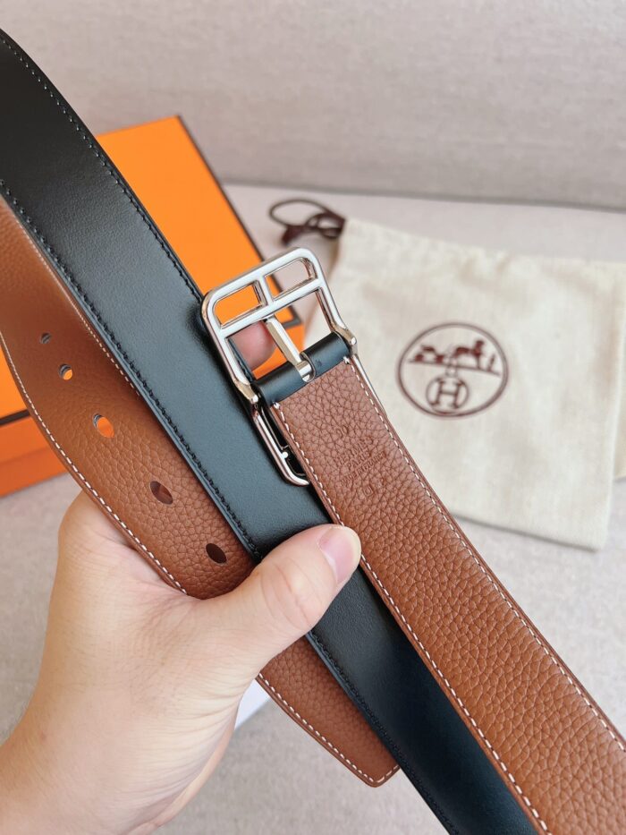 Alternative view of HERMES QUENTIN REVERSIBLE BELT BROWN RECTANGLE BUCKLE 32MM