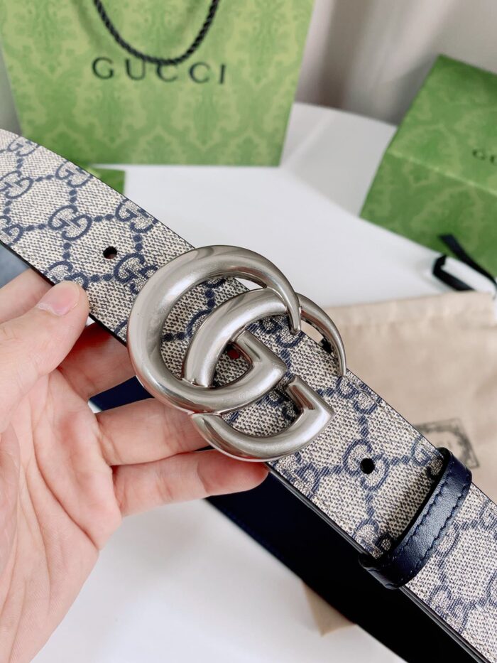 Alternative view of GUCCI SUPREME BELT WITH G BUCKLE SILVER METAL 3.8CM