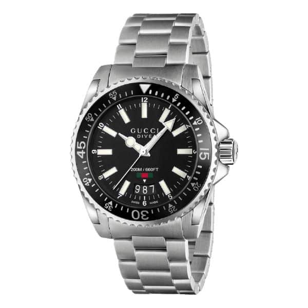 GUCCI DIVE BLACK DIAL WATCH 40MM