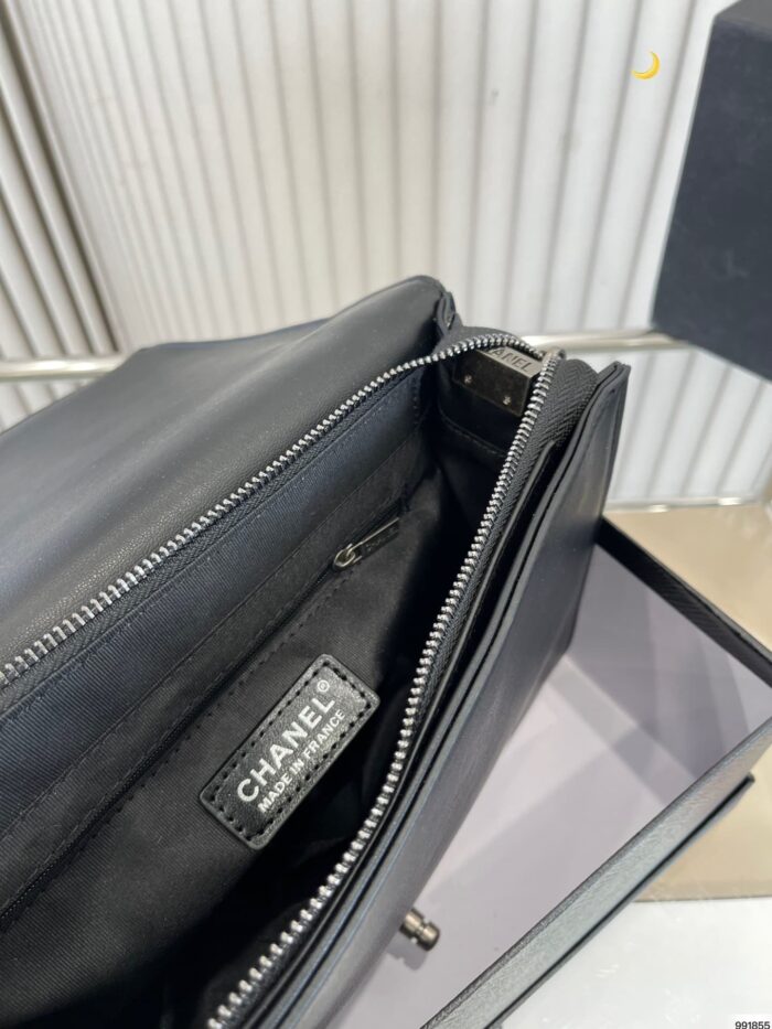 Alternative view of CHANEL BOY REVERSO FLAP BAG WITH CHAIN DETAILS BLACK 28CM