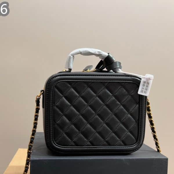Alternative view of CHANEL CAVIAR QUILTED CC FILIGREE VANITY CASE BLACK 18CM