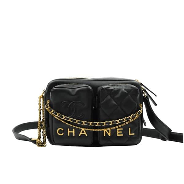 CHANEL SMALL CAMERA CASE BLACK 24CM AS2923